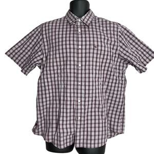 Dockers Shirt Mens L Burgundy Blue Plaid Collared Casual Fit Preppy Button Up